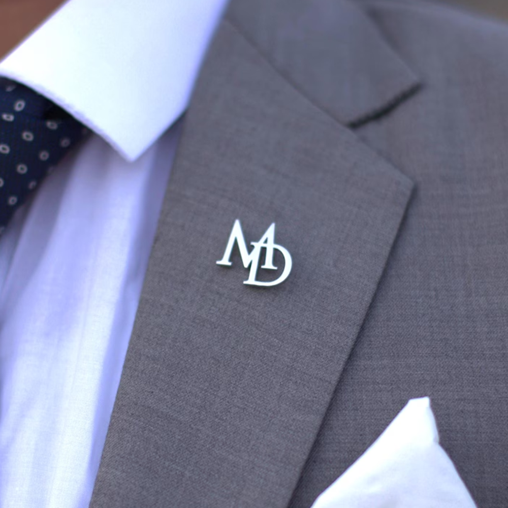 Tuxedo Lapel Pin - Custom Initials Brooch for Men's Suit