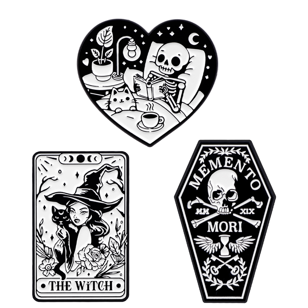 Tuxedo Lapel Pin - Skeleton Enamel Pins Witch Brooches Woman