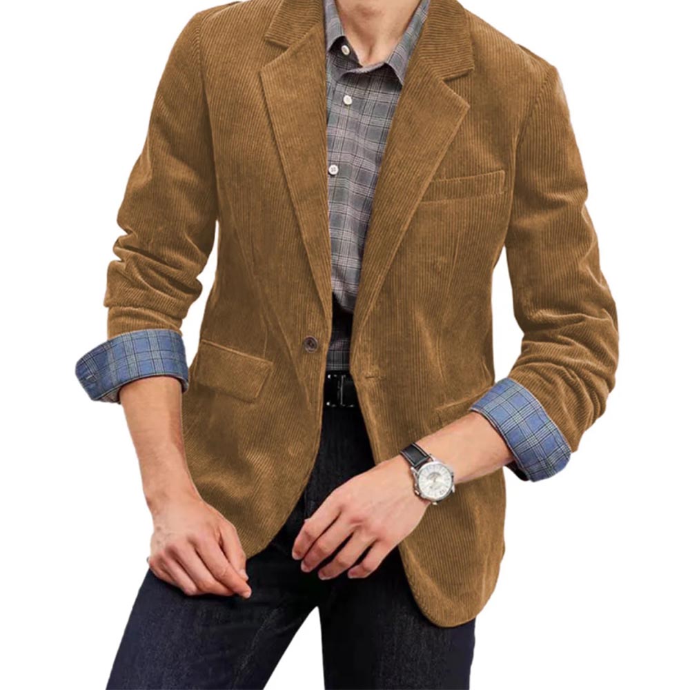 Elegant Formal Men'S Wear - Men's Corduroy Suit Jacket Single Breasted