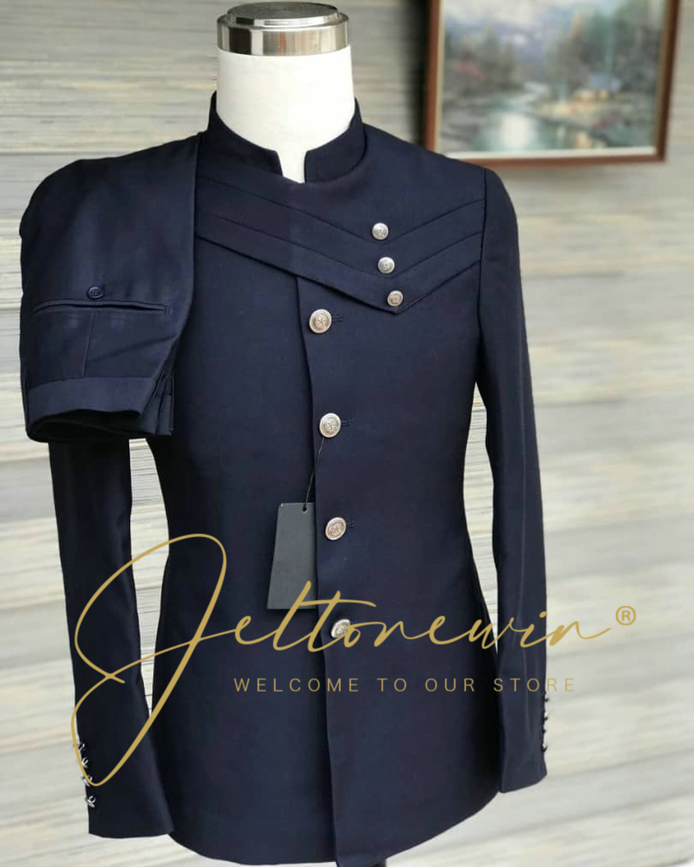 Men'S Formal Wear In Wedding - Men's Navy Blue Suit Set with