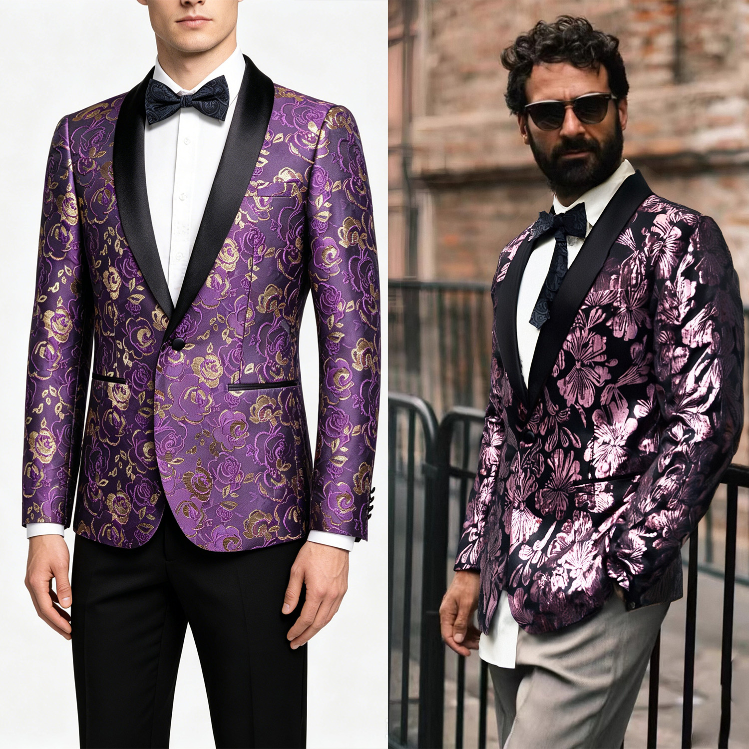 Men Formal Wear Without Suit - Single Breasted Floral Pattern (Without Bowtie