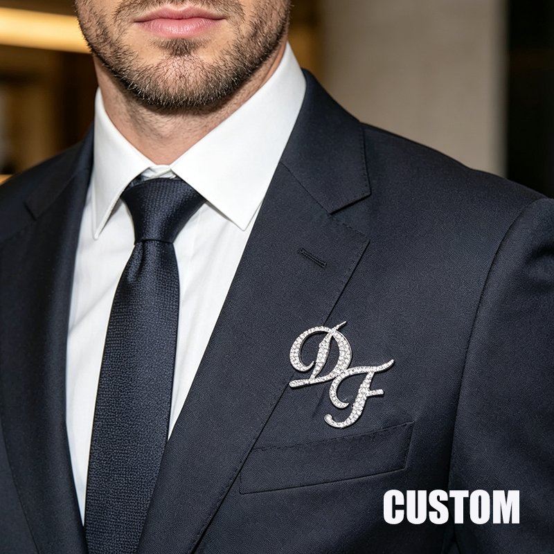 Custom Double Initials Pin,Bri - огляд і ціна Tuxedo Lapel Pin