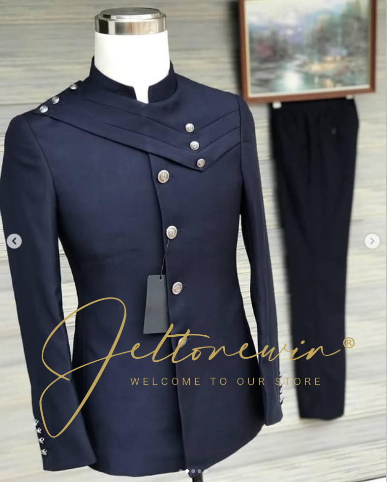 Men's Navy Blue Suit Set with  - огляд і ціна Men'S Formal Wear In Wedding