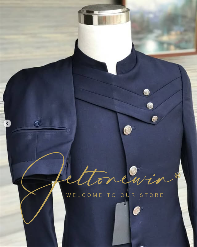 Men's Navy Blue Suit Set with  - огляд і ціна Men'S Formal Wear In Wedding