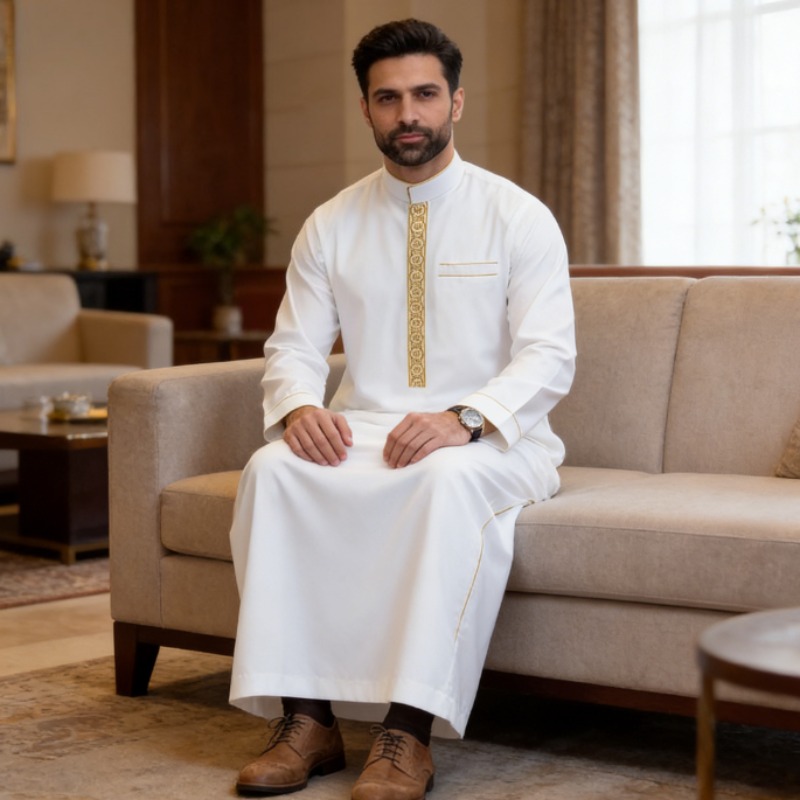 Arabic Mens Thobe Embroidered  - огляд і ціна Men Formal Wear Shop