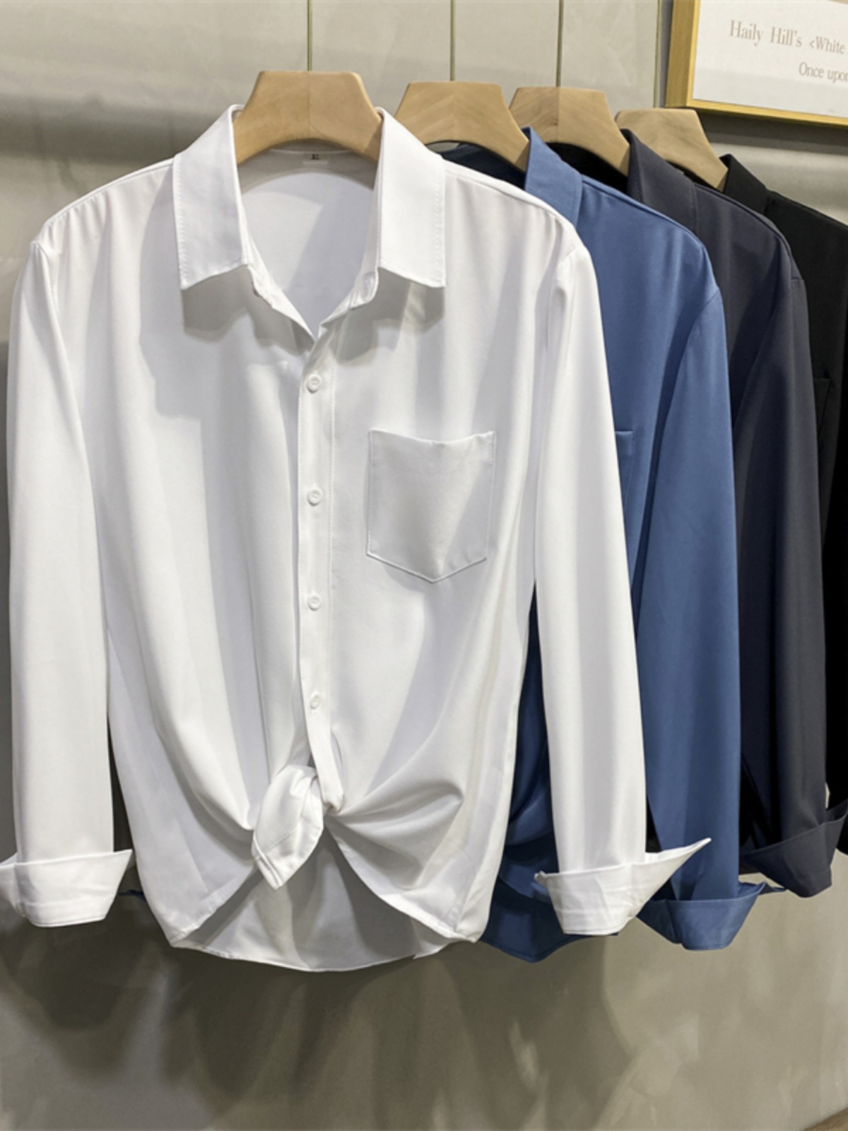 White Long Sleeve Shirt Jacket - огляд і ціна Men Formal Wear Brands