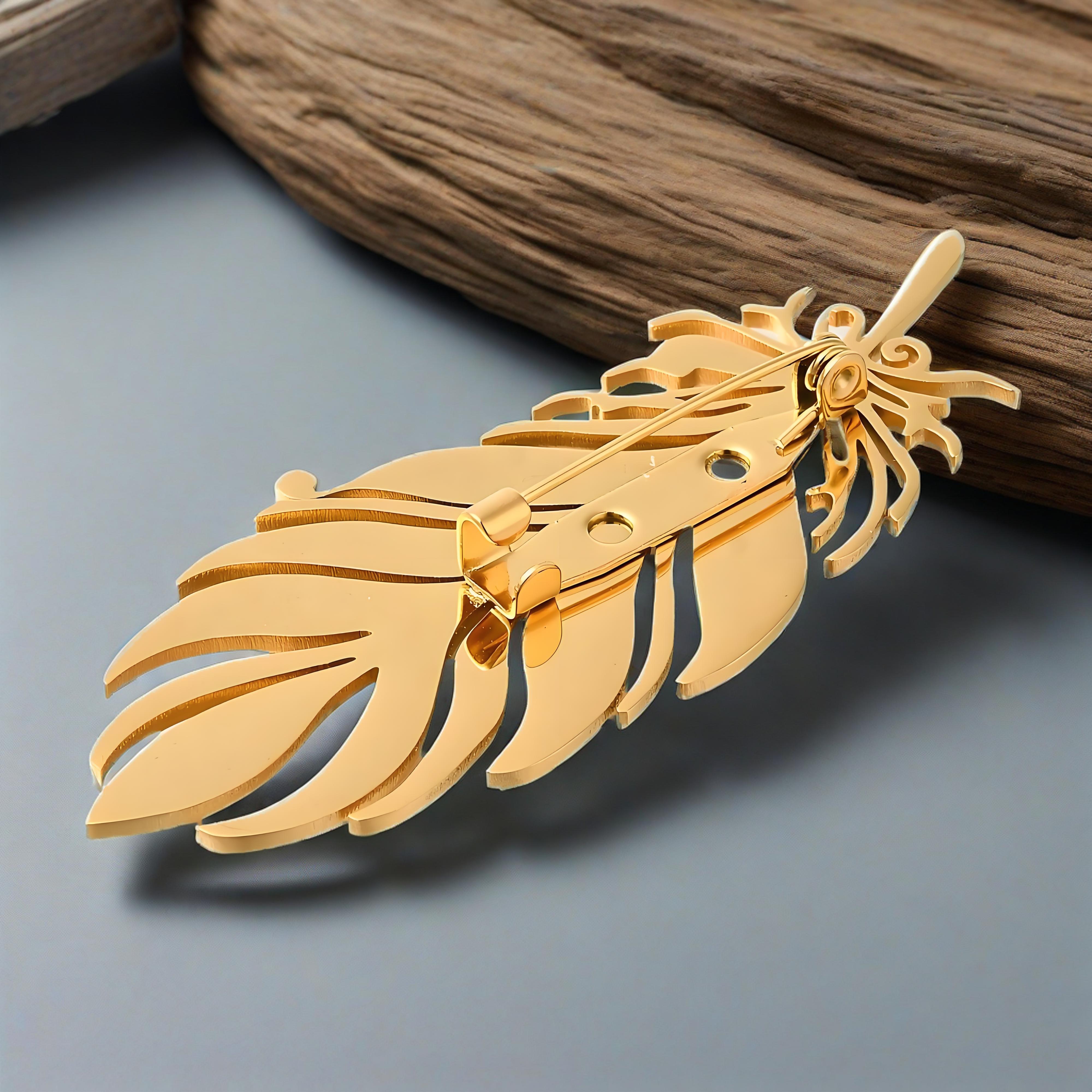 Gold - Plated Feather Brooch,  - огляд і ціна Tuxedo Lapel Pin